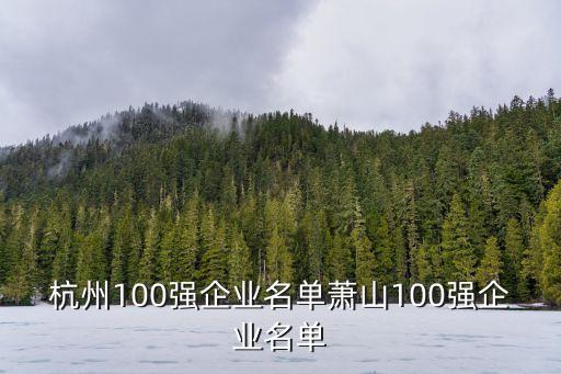 杭州100強(qiáng)企業(yè)名單蕭山100強(qiáng)企業(yè)名單