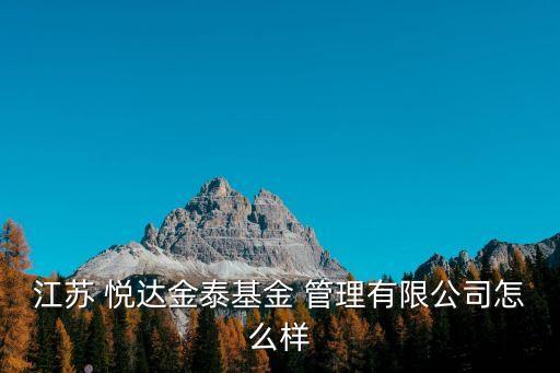 江蘇 悅達(dá)金泰基金 管理有限公司怎么樣