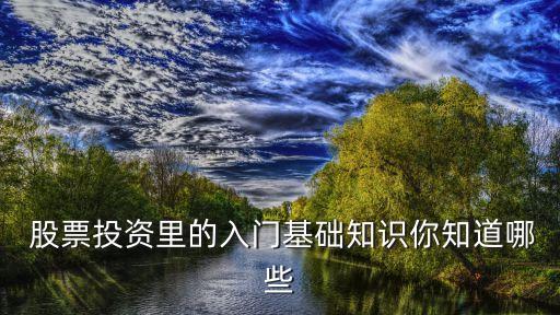  股票投資里的入門基礎(chǔ)知識你知道哪些