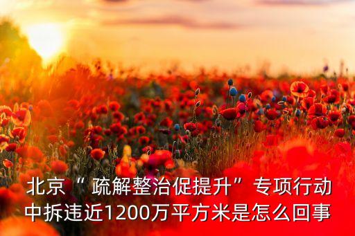  北京“ 疏解整治促提升”專項(xiàng)行動中拆違近1200萬平方米是怎么回事