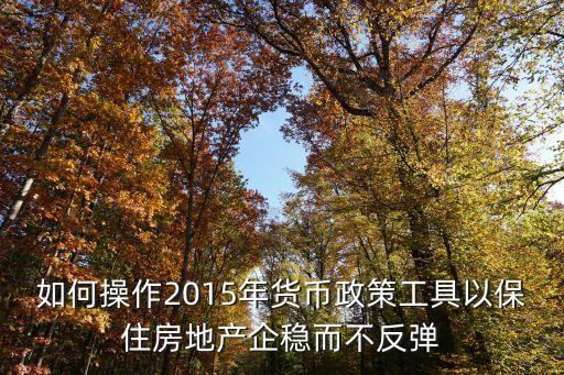 如何操作2015年貨幣政策工具以保住房地產(chǎn)企穩(wěn)而不反彈