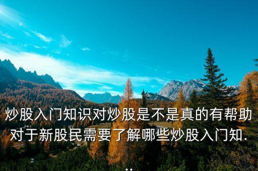 炒股入門知識對炒股是不是真的有幫助對于新股民需要了解哪些炒股入門知...