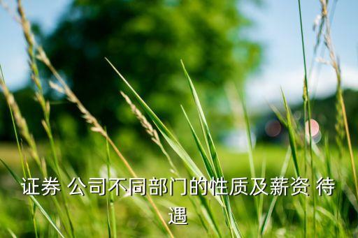 證券 公司不同部門的性質(zhì)及薪資 待遇