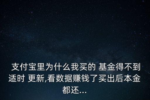  支付寶里為什么我買的 基金得不到適時(shí) 更新,看數(shù)據(jù)賺錢了買出后本金都還...