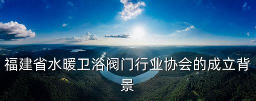 福建省水暖衛(wèi)浴閥門行業(yè)協(xié)會的成立背景