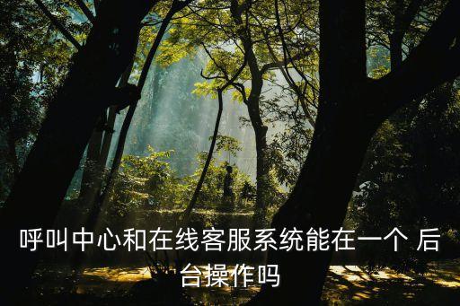 呼叫中心和在線客服系統(tǒng)能在一個(gè) 后臺(tái)操作嗎