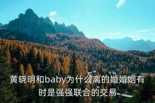 黃曉明和baby為什么離的婚婚姻有時(shí)是強(qiáng)強(qiáng)聯(lián)合的交易