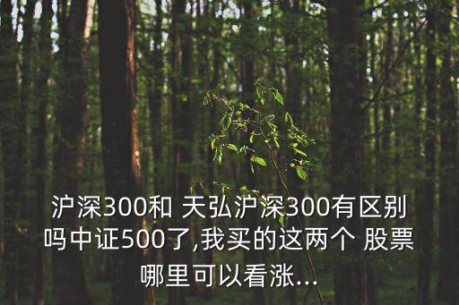 滬深300和 天弘滬深300有區(qū)別嗎中證500了,我買的這兩個(gè) 股票哪里可以看漲...