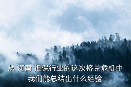 從 河南 擔保行業(yè)的這次擠兌危機中我們能總結(jié)出什么經(jīng)驗