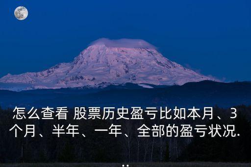 怎么查看 股票歷史盈虧比如本月、3個月、半年、一年、全部的盈虧狀況...