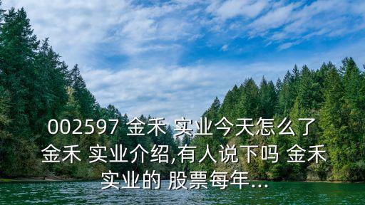 002597 金禾 實業(yè)今天怎么了 金禾 實業(yè)介紹,有人說下嗎 金禾 實業(yè)的 股票每年...