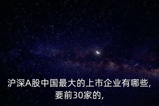 滬深A(yù)股中國(guó)最大的上市企業(yè)有哪些,要前30家的,