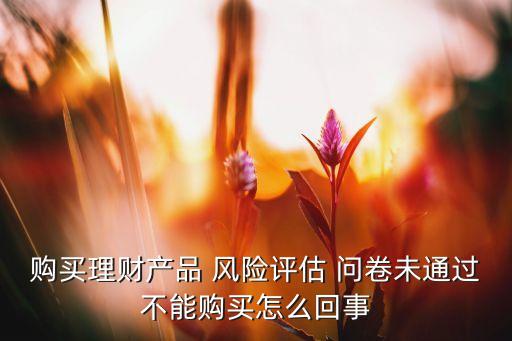 購(gòu)買理財(cái)產(chǎn)品 風(fēng)險(xiǎn)評(píng)估 問(wèn)卷未通過(guò)不能購(gòu)買怎么回事