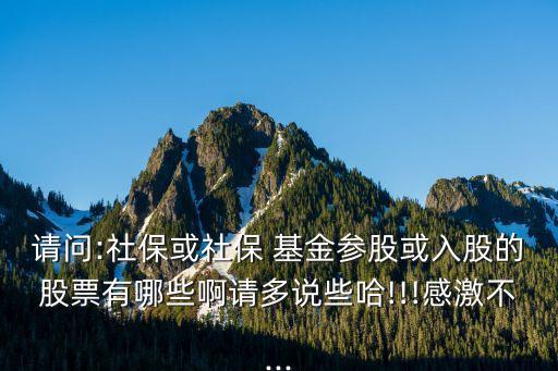 請(qǐng)問:社?；蛏绫?基金參股或入股的股票有哪些啊請(qǐng)多說些哈!!!感激不...