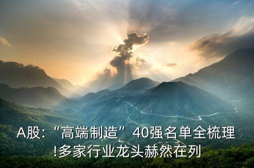 A股:“高端制造”40強(qiáng)名單全梳理!多家行業(yè)龍頭赫然在列