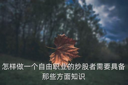 怎樣做一個自由職業(yè)的炒股者需要具備那些方面知識