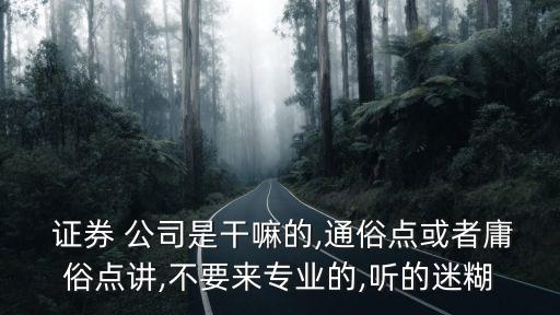  證券 公司是干嘛的,通俗點或者庸俗點講,不要來專業(yè)的,聽的迷糊