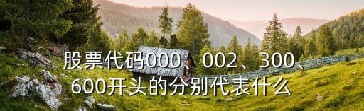  股票代碼000、002、300、600開頭的分別代表什么