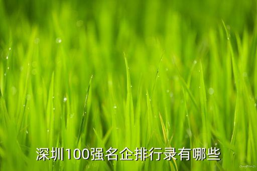 深圳100強(qiáng)名企排行錄有哪些