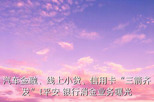 汽車金融、線上小貸、信用卡“三箭齊發(fā)”!平安 銀行消金業(yè)務(wù)曝光