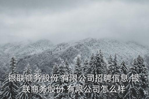 銀聯(lián)商務(wù)股份 有限公司招聘信息,銀聯(lián)商務(wù)股份 有限公司怎么樣