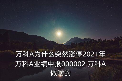  萬科A為什么突然漲停2021年 萬科A業(yè)績中報000002 萬科A做啥的