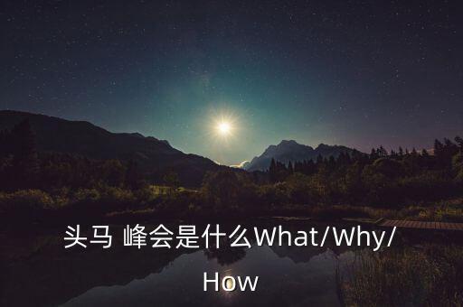 頭馬 峰會是什么What/Why/How