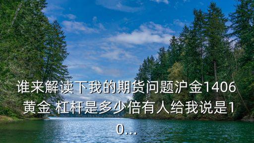 誰來解讀下我的期貨問題滬金1406 黃金 杠桿是多少倍有人給我說是10...