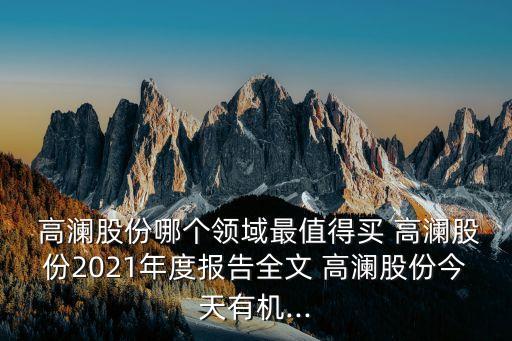  高瀾股份哪個(gè)領(lǐng)域最值得買 高瀾股份2021年度報(bào)告全文 高瀾股份今天有機(jī)...