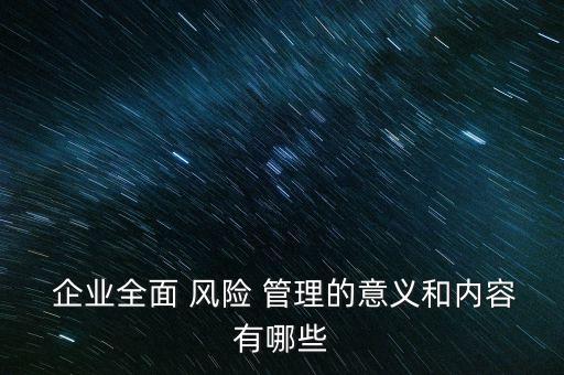  企業(yè)全面 風險 管理的意義和內容有哪些