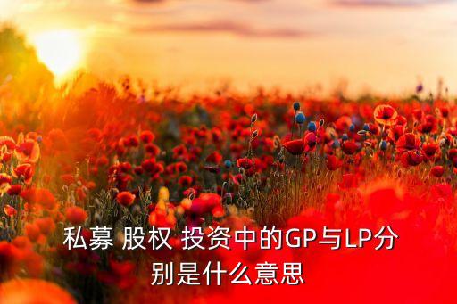  私募 股權(quán) 投資中的GP與LP分別是什么意思