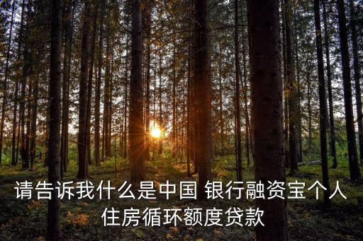 請告訴我什么是中國 銀行融資寶個人 住房循環(huán)額度貸款