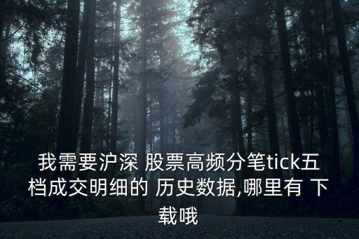 我需要滬深 股票高頻分筆tick五檔成交明細的 歷史數(shù)據(jù),哪里有 下載哦