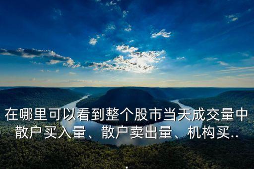 在哪里可以看到整個(gè)股市當(dāng)天成交量中散戶(hù)買(mǎi)入量、散戶(hù)賣(mài)出量、機(jī)構(gòu)買(mǎi)...