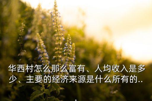  華西村怎么那么富有、人均收入是多少、主要的經(jīng)濟(jì)來源是什么所有的...