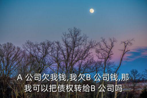 A 公司欠我錢,我欠B 公司錢,那我可以把債權(quán)轉(zhuǎn)給B 公司嗎