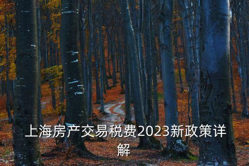  上海房產(chǎn)交易稅費(fèi)2023新政策詳解