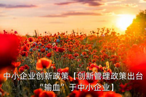 中小企業(yè)創(chuàng)新政策【創(chuàng)新管理政策出臺“輸血”于中小企業(yè)】