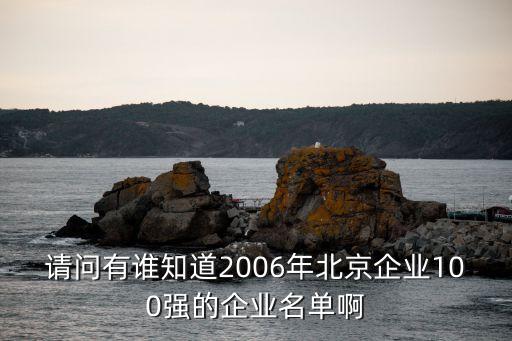 請(qǐng)問(wèn)有誰(shuí)知道2006年北京企業(yè)100強(qiáng)的企業(yè)名單啊