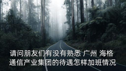 請問朋友們有沒有熟悉 廣州 海格 通信產(chǎn)業(yè)集團的待遇怎樣加班情況