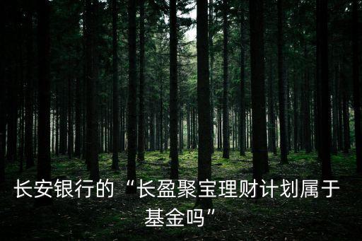 長(zhǎng)安銀行的“長(zhǎng)盈聚寶理財(cái)計(jì)劃屬于 基金嗎”