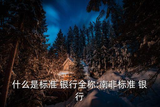 什么是標(biāo)準(zhǔn) 銀行全稱:南非標(biāo)準(zhǔn) 銀行