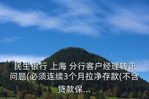  民生銀行 上海 分行客戶經理轉正問題(必須連續(xù)3個月拉凈存款(不含貸款保...