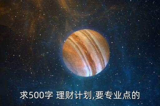 求500字 理財計劃,要專業(yè)點的