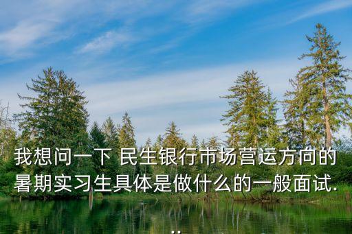 我想問一下 民生銀行市場營運方向的暑期實習生具體是做什么的一般面試...