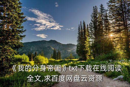 《我的分身帝國》txt下載在線閱讀全文,求百度網(wǎng)盤云資源