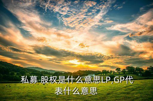  私募 股權是什么意思LP,GP代表什么意思