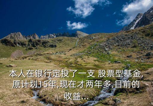 本人在銀行定投了一支 股票型基金,原計劃15年,現(xiàn)在才兩年多,目前的收益...