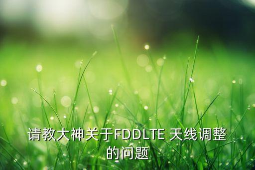 請教大神關于FDDLTE 天線調(diào)整的問題