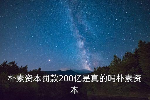 樸素資本罰款200億是真的嗎樸素資本